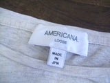 AMERICANA プリントTシャツ コットン 半袖Ｔシャツ 杢グレー イエロー オレンジ レッド ブラック レディース アメリカーナ【中古】0-0526S△