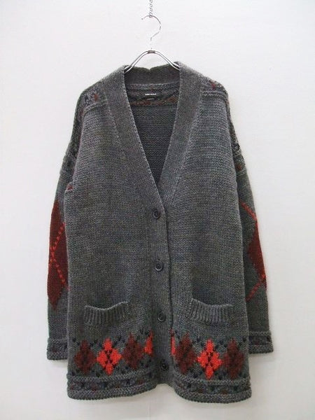 ISABEL MARANT アーガイルカーディガン サイズ34 ニット カーディガン チャコールグレー レッド レディース イザベルマラン【中古】0-1222T♪