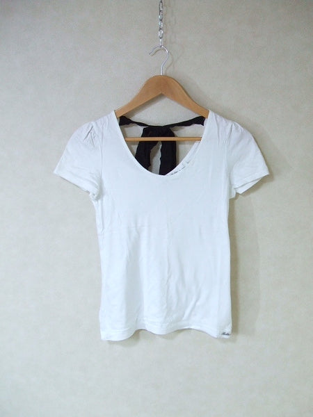 Bilitis dix-sept ans/バックリボン半袖カットソー/-/シロ×クロ/ビリティスディセッタン【レディース】【中古】1-0620S△