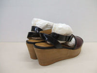 CHEMBUR ONE-ST PIPING SABOT/ベルトサンダル/サイズ37h/定価40000円 ボルドー ブラック レディース チェンバー【中古】1-0420S♪