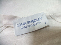 JOHN SMEDLEY Vネック　コットンニット セーター グレージュ レディース  ジョンスメドレー【中古】2-0202M▲