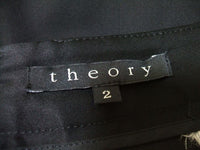 theory ウエストリボン　ウール混　サイズ2 スカート ブラック レディース  セオリー【中古】1-1227M▲