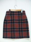 JILL STUART チェック ウール サイズS ミニスカート レッド ネイビー レディース  ジルスチュアート【中古】2-0124T▲