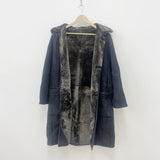 45R/45rpm ムートンステンカラーコート 定価38万 シープスキン ネイビー レディース フォーティーファイブアールピーエム【中古】2-0124A▲