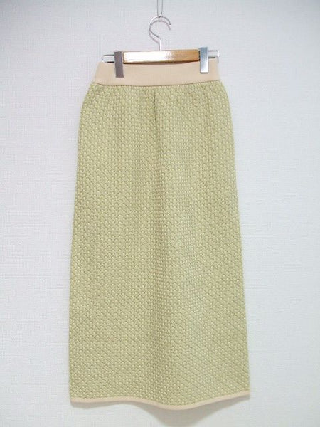 ROKU 6 BEAUTY&YOUTH JACQUARD KNIT SKIRT ジャガードニットスカート グリーン ベージュ レディース ロクビューティアンドユース【中古】2-0619M▲