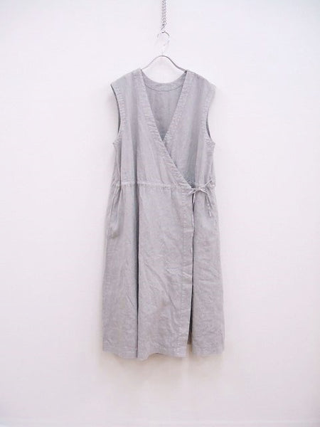 nest Robe UpcycleLino× ONE KILN ASHワーク2wayカシュクールワンピース 22SS ライトグレー レディース ネストローブ【中古】2-0715S♪