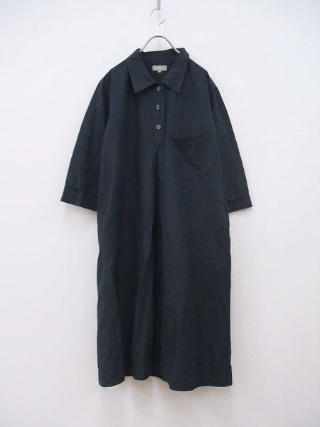 MARGARET HOWELL FINE PLAINWEAVE COTTON LINEN 578-2157001 定価74800円 コットンリネン ワンピース 22SS 濃紺 レディース マーガレットハウエル【中古】2-0808S◆