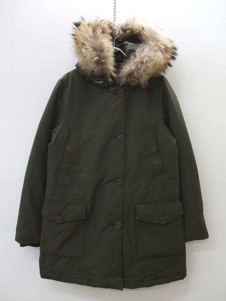 WOOLRICH ARCTIC PARKA アークティックパーカー ラクーンファー レディース 定価95000円 ダウンジャケット カーキ レディース ウールリッチ【中古】2-1113A▲