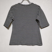 MARGARET HOWELL MH-197426 半袖 コットンポリウレタン ボーダー Ｔシャツ カットソー ネイビー ホワイト レディース マーガレットハウエル【中古】3-0719S∞