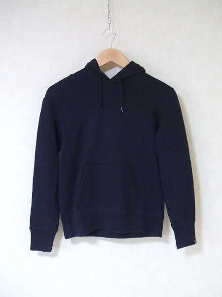 MHL. LOOPBACK COTTON LOOPWHEELER HOODIE WOMENS スウェット サイズ2 定価24,200 パーカー ネイビー レディース エムエイチエル【中古】2-0929M△