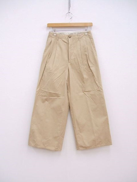 AURALEE A20SP02CN WASHED FINX LIGHT CHINO TUCK WIDE PANTS ライトチノタックワイドパンツ ベージュ レディース オーラリー【中古】2-1211M♪