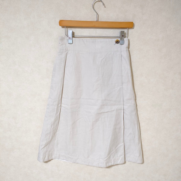 MARGARET HOWELL COTTON LINEN TWILL 578-9132008コットンリネンツイル サイズ1 ロングスカート アイボリー  レディース マーガレットハウエル【中古】3-0123M△