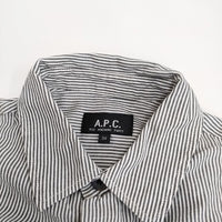 A.P.C. ストライプ サイズ34 長袖シャツ グレー ホワイト レディース アーペーセー【中古】3-0504M♪