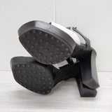 TOD'S フリンジサンダル サイズ34 1/2 ヒール約10 シューズ ブラック グレー ホワイト レディース トッズ【中古】3-0319S☆