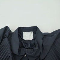 Sacai ニットライダース ドッキング プリーツシャツワンピース カーディガン ハイブリッド 19-04769 サイズ1 ホワイト ネイビー レディース サカイ【中古】3-0204T☆