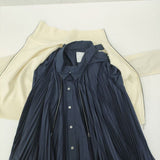 Sacai ニットライダース ドッキング プリーツシャツワンピース カーディガン ハイブリッド 19-04769 サイズ1 ホワイト ネイビー レディース サカイ【中古】3-0204T☆