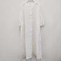 nest Robe リネン異番手ストライプワンピース 01211-1041  ホワイト レディース ネストローブ【中古】3-0312M☆