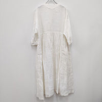 nest Robe リネン異番手ストライプワンピース 01211-1041  ホワイト レディース ネストローブ【中古】3-0312M☆