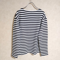 SUNSPEL MEN’S SUVIN GIZA STRIPE コットン ボーダー サイズS 長袖Ｔシャツ ネイビー ホワイト メンズ サンスペル【中古】3-0311M△