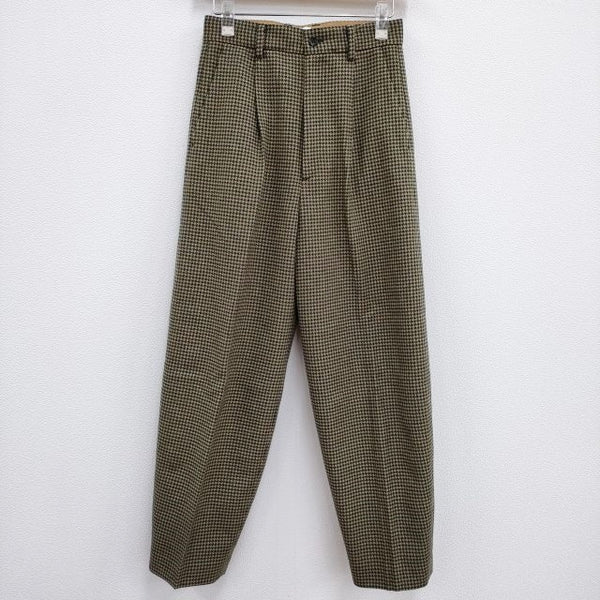 ROKU 6 BEAUTY&YOUTH HOUND TOOTH PANTS 定価39600円 千鳥柄 ウール パンツ ベージュ グリーン ロクビューティアンドユース【中古】3-1202T♪