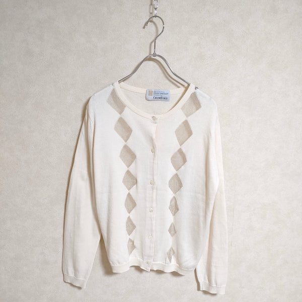 JOHN SMEDLEY クルーネック カーディガン アイボリー レディース ジョンスメドレー【中古】3-0417M△