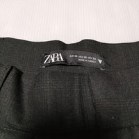 ZARA ２タックパンツ チェック柄 XS ワイド パンツ チャコールグレー レディース ザラ【中古】3-0430G∞