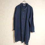 atelier naruse long linen shirts サイズF 長袖シャツ ネイビー レディース アトリエナルセ【中古】3-0426M△