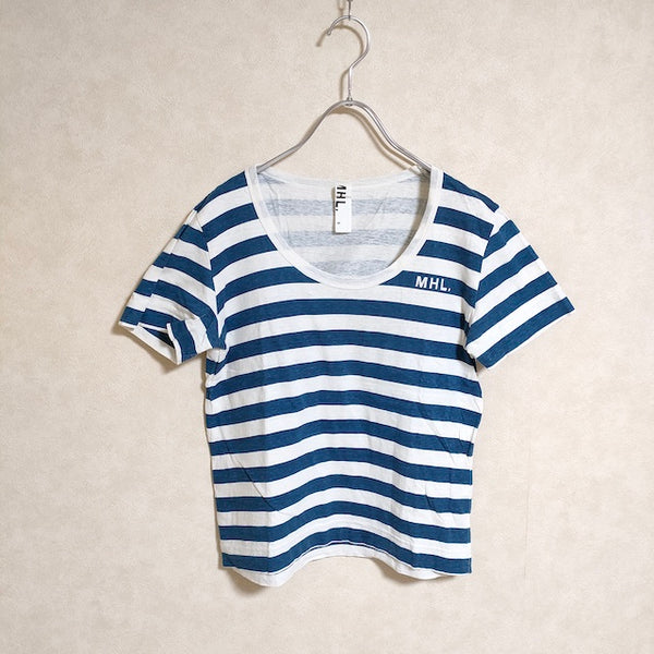 MHL. 578-168278 ボーダー サイズ2 半袖Ｔシャツ ホワイト ブルー レディース エムエイチエル【中古】3-0522S△
