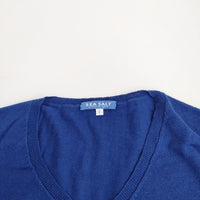 SEA SALT コットン Vネック サイズ1 ニット ブルー レディース シーソルト【中古】3-0513M♪