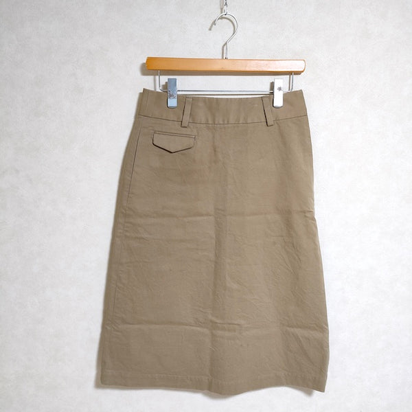 MARGARET HOWELL LIGHT COTTON TWILL コットンチノスカート 578-0232602 定価34000円 ロングスカート ベージュ レディース マーガレットハウエル【中古】3-0601G△