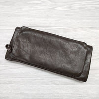 ebagos レザー 牛革 ステッチ 長財布 ブラウン レディース エバゴス【中古】3-0530G◎
