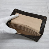 ebagos レザー 牛革 ステッチ 長財布 ブラウン レディース エバゴス【中古】3-0530G◎