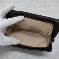 ebagos レザー 牛革 ステッチ 長財布 ブラウン レディース エバゴス【中古】3-0530G◎