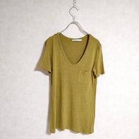 T by Alexander Wang Uネック サイズXS 半袖Ｔシャツ カットソー 黄土色 レディース アレキサンダー ワン【中古】3-0707S△