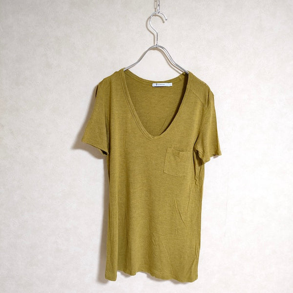 T by Alexander Wang Uネック サイズXS 半袖Ｔシャツ カットソー 黄土色 レディース アレキサンダー ワン【中古】3-0707S△