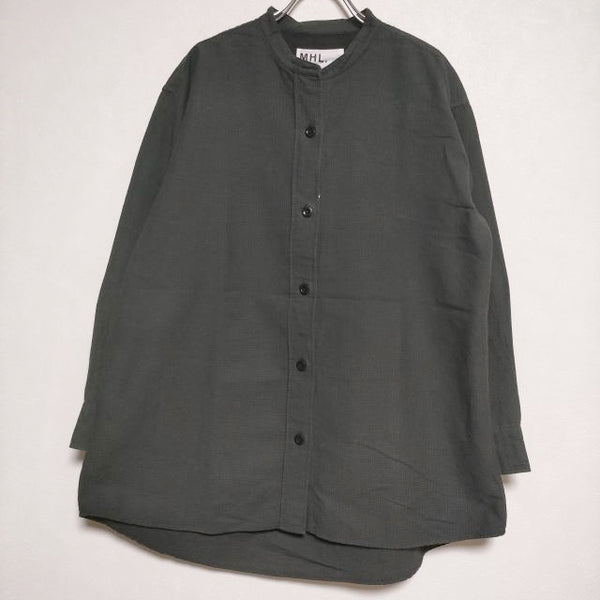 MHL. 595-1253514 UNEVEN CHECK COTTON アニヴェンチェック ブラウス シャツ 2021 ダークグリーン系 レディース エムエイチエル【中古】3-0807M∞