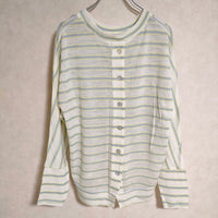 MERVEILLE H.  後ろボタンデザイン カットソー ボーダー ニット アイボリー レディース メルベイユアッシュ【中古】3-0913M△