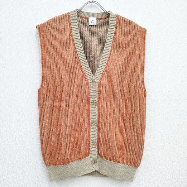 ROKU 6 BEAUTY&YOUTH STRIPE KNIT VEST ベスト オレンジ レディース ロクビューティアンドユース【中古】3-0606M♪