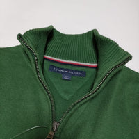 TOMMY HILFIGER ハーフジップセーター コットン ニット グリーン レディース トミーヒルフィガー【中古】3-0821M∞