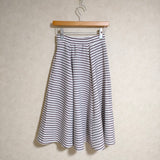 an another angelus はしごリボン使いストライプフレアースカート ボーダー ロングスカート ホワイト ブラウン レディース アンアナザーアンジェラス【中古】3-0729M△