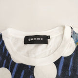 gomme デザインTシャツ 変形 プリント サイズM 半袖Ｔシャツ カットソー ホワイト レディース ゴム【中古】3-0706S♪