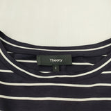 theory 新品未使用品 レーヨンコットン サイドスリット入り ロングTシャツ サイズS カットソー ネイビー ホワイト レディース セオリー【中古】4-0302M☆