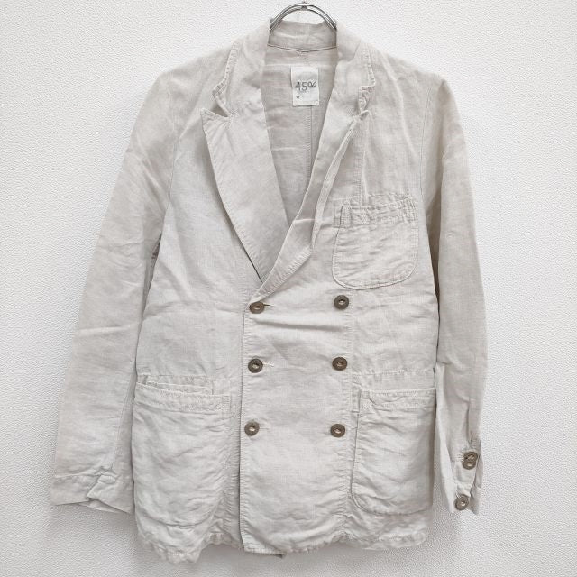45R/45rpm リネンの908Pジャケット 定価70400円 ダブル テーラード ベージュ レディース フォーティーファイブアールピーエム【中古】4-0405M♪ 45R/45rpm リネンの908Pジャケット 定価70400円 ダブル テーラード