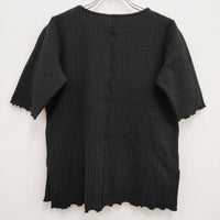 MARECHAL TERRE ZM212CT116 五分袖 リブ クルーネック 半袖Ｔシャツ カットソー ブラック レディース マルシャルテル【中古】4-0308S♪