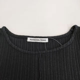 MARECHAL TERRE ZM212CT116 五分袖 リブ クルーネック 半袖Ｔシャツ カットソー ブラック レディース マルシャルテル【中古】4-0308S♪