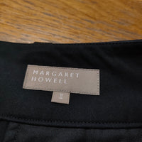 MARGARET HOWELL 578-9232002 HIGHDENSE COTTON TWILL プリーツ サイズ2 スカート ブラック レディース マーガレットハウエル【中古】3-0913G△