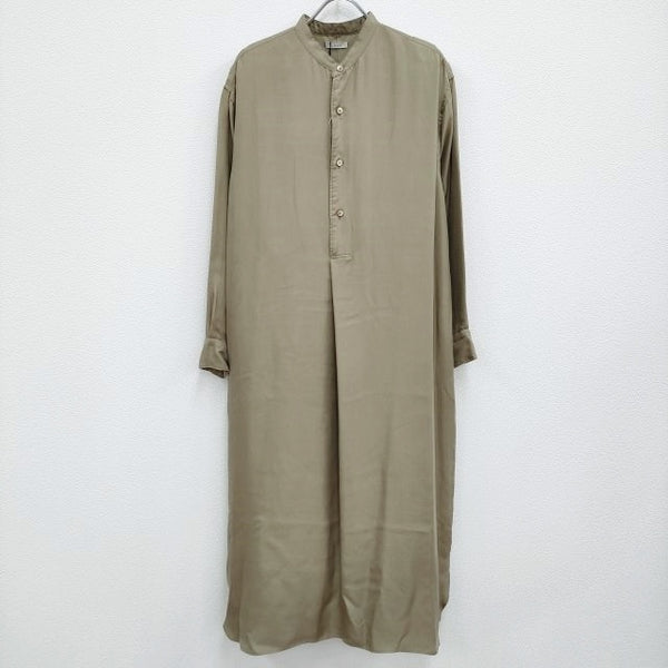 LENO 新品 シルク バンドカラープルオーバードレス 定価54000円 サイズ0 ワンピース ベージュ レディース リノ【中古】3-0829M♪