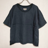 MHL. 578-6152004 SHIRTING LINEN リネン 半袖 ブラウス シャツ ネイビー レディース エムエイチエル【中古】4-0722S∞