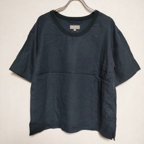 MHL. 578-6152004 SHIRTING LINEN リネン 半袖 ブラウス シャツ ネイビー レディース エムエイチエル【中古】4-0722S∞