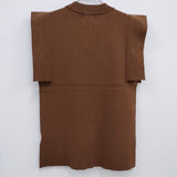 CLANE 13106-2012 SQUARE SLEEVE KNIT TOPS サイズ2 ノースリーブ リブ ニット ブラウン レディース クラネ【中古】4-0711S♪